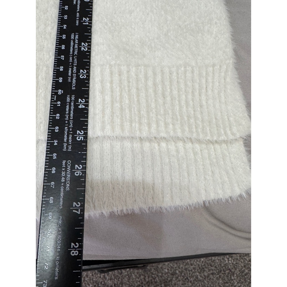 Pink Rose Women's‎ XS Cream V Neck Fuzzy Knit Sweater Criss Cross Back Soft Cozy - Picture 7 of 10